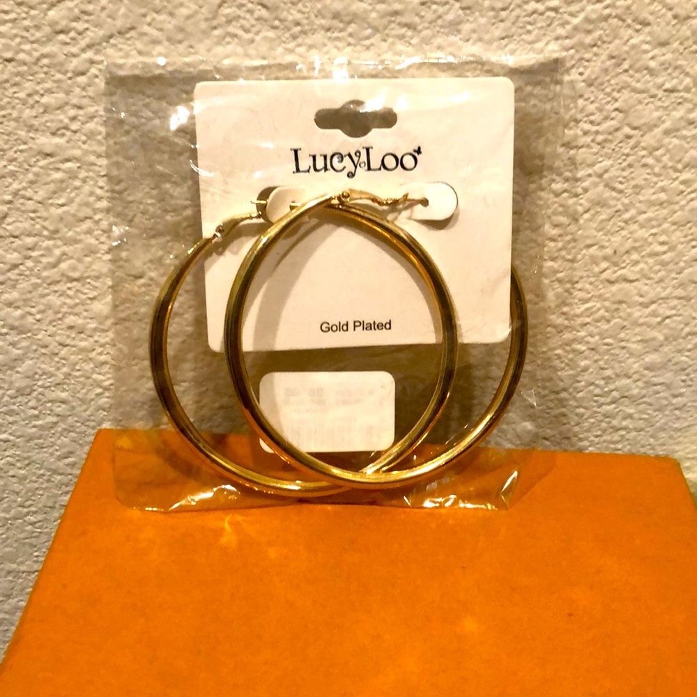 Gold plated large hoop earrings New